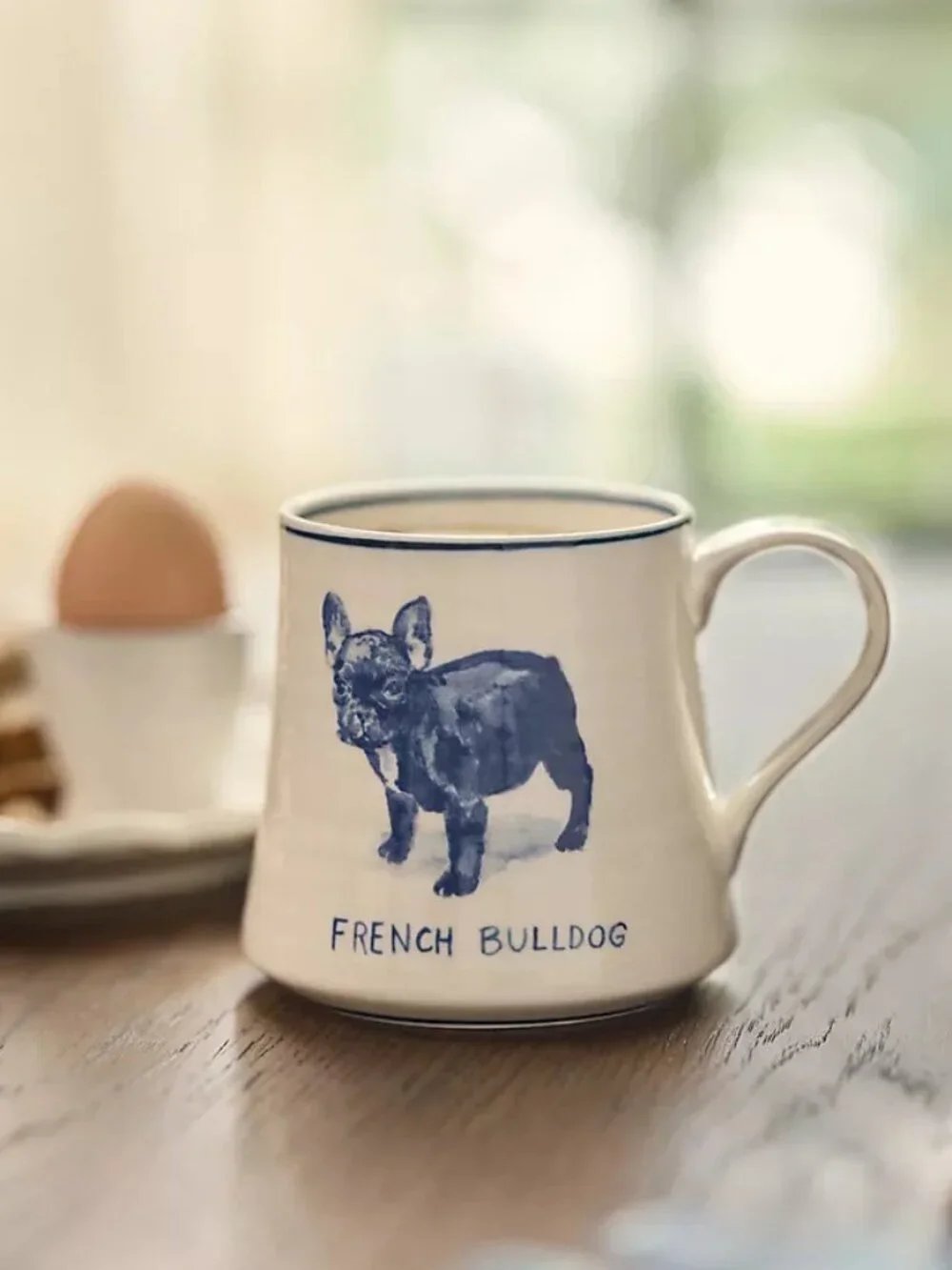 Anthropologie FRENCH BULLDOG Molly Hatch Ceramic Coffee set of 2 mugs 16 oz NWT